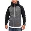 Sweatjacke BEHYPE "RAGLAN", Herren, Gr. M, grau (dunkelgrau), 70% Baumwolle, 30% Polyester, unifarben, ohne Ausschnitt, Langarm, Sweatjacken, mit Raglan-Ärmeln