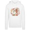 Kapuzenpullover F4NT4STIC "Let It Snow Groovy Christmas Gingerbread" Gr. L, weiß, Damen, Obermaterial: 65% Baumwolle, 35% Polyester, Pullover Hoodie Sweatshirt, Premium Qualität