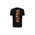 T-Shirt ALPHA INDUSTRIES "Alpha Industries Men - T-Shirts Backprint T Reflective Print" Gr. S, orange (schwarz, reflective orange) Herren Shirts