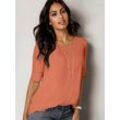 T-Shirt INSPIRATIONEN "Shirt", Damen, Gr. 36, orange (papaya), 95% Viskose, 5% Elasthan, unifarben, Rundhals, Kurzarm, Shirts, Topseller