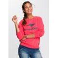 Sweatshirt KANGAROOS Gr. 32/34 (XS), orange Damen Sweatshirts Langarm, figurumspielender Schnitt, mit Print, Rundhalsausschnitt