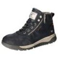 Winterboots MUSTANG SHOES, Herren, Gr. 44, blau (nachtblau), Lederimitat, unifarben, sportlich, Schuhe, Keilabsatz, Schnürboots, Stiefelette mit Zierreißverschluss außen