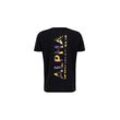 T-Shirt ALPHA INDUSTRIES "Alpha Industries Men - T-Shirts Backprint T Camo Print" Gr. L, schwarz (schwarz, orange) Herren Shirts