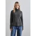 Strickpullover STREET ONE, Damen, Gr. 34, grau (gravel grau meliert), Web, 37% Baumwolle, 34% Polyacryl, 26% Polyester, 3% Elasthan, unifarben, casual, normal normal, hoch geschlossener Ausschnitt, Langarm Bündchen, Pullover, mit Stehkragen