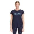 Kurzarmshirt BETTY BARCLAY "Betty Barclay Rundhals-Shirt mit Aufdruck", Damen, Gr. XL, blau (blau, blau), Jersey, Obermaterial: 96% Viskose, 4% Elasthan., sportlich, figurumspielend normal, Kurzarm, Shirts, Druck