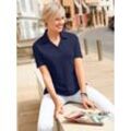 Poloshirt CLASSIC BASICS "Shirt", Damen, Gr. 38, blau (marine), 60% Baumwolle, 40% Polyester, unifarben, V-Ausschnitt, Kurzarm, Shirts