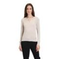 Strickpullover BETTY & CO "Betty & Co Strickpullover mit Lurexfaden", Damen, Gr. 38, beige, Strick, Obermaterial: 88% Viskose, 6% Polyester metallisiert, 6% Polyamid., feminin, figurumspielend normal, Rundhals, Langarm, Pullover, Cut-Outs