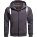 Sweatjacke ALESSANDRO SALVARINI "ASVinzent", Herren, Gr. L (52), grau (anthrazit), Obermaterial: 65% Baumwolle, 35% Polyester, Sweatjacken, warmer Hoodie