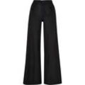 Stoffhose URBAN CLASSICS "Urban Classics Damen Ladies High Linen Mixed Wide Leg Pants" Gr. 27, Normalgrößen, schwarz, Damen, 55% Leinen, 45% Baumwolle, unifarben, Hosen