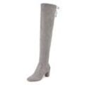 Overkneestiefel LASCANA, Damen, Gr. 36, Varioschaft, grau (hellgrau), Obermaterial: 100% Textilmaterial. Futter: 100% Textilmaterial. Decksohle: 100% Lederimitat. Laufsohle: 100% Synthetik, unifarben, elegant, Schuhe, Slouchy Boots,Langschaft Stiefel,Schlupf-Boot, weiches Stretchmaterial