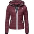 Steppjacke NAVAHOO "Kimuk Prc", Damen, Gr. S (36), rot (weinrot), Oberstoff: 100% Nylon, Futter: 100% Polyester, Wattierung: 100% Polyester, Ärmelfutter: 100% Polyester, casual, figurbetont hüftlang, Langarm Ärmel ohne Ärmelschlitz Rippstrickbündchen kontrastfarben, Jacken, leichte Übergangsjacke mit Kapuze