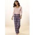 Pyjama VIVANCE DREAMS Gr. 32/34, bunt (hellrosa, navy), Damen, Obermaterial: 100% Baumwolle, kariert, Homewear-Sets, mit Karo Muster