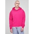 Kapuzensweatshirt URBAN CLASSICS "Urban Classics Herren Organic Loose Hoody", Herren, Gr. L, pink (hibiskuspink), 100% Baumwolle, unifarben, Langarm, Sweatshirts