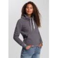 Sweatshirt KANGAROOS Gr. 32/34 (XS), grau (anthrazit, meliert) Damen Sweatshirts mit hohem Stehkragen