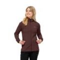 Fleecejacke JACK WOLFSKIN "BAISELBERG HOODED FZ W", Damen, Gr. S (36), braun (schwarz maroon), Fleece, Obermaterial: 95% Polyester, 5% Elasthan, unifarben, sportlich, Langarm, Jacken, aus Stretch-Fleece für jeden Tag