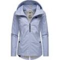 Outdoorjacke RAGWEAR "Monade Übergang" Gr. 4XL (48), blau (himmelblau) Damen Jacken stylische Übergangsjacke mit großer Kapuze