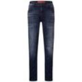 Slim-fit-Jeans STREET ONE MEN, Herren, Gr. 32, Länge 34, blau (dunkelblau random wash), Web, 85% Baumwolle, 13% Polyester, 2% Elasthan, unifarben, casual, lang, Jeans, in dunkelblauer Waschung