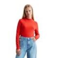 Langarmshirt MARC O'POLO DENIM "aus Organic Cotton-Stretch-Jersey" Gr. L, rot Damen Shirts