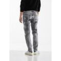 Gerade Jeans STREET ONE MEN Gr. 31, Länge 32, grau (light grau random wash), Herren, Web, 93% Baumwolle, 5% Elastomultiester, 2% Elasthan, unifarben mit Farbeinsätzen, Jeans, Middle Waist