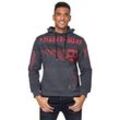 Kapuzensweatshirt RUSTY NEAL "Rusty Neal Sweater" Gr. L, bunt (anthrazit, rot), Herren, 70% Baumwolle, 30% Polyester, bedruckt, Sweatshirts, mit trendigen Prints