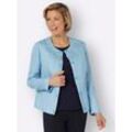 Jackenblazer CLASSIC BASICS "Blazer" Gr. 42, bunt (marine, ecru, gemustert), Damen, 100% Polyester, Blazer