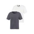 T-Shirt JOHN DEVIN Gr. XL (56/58), grau (grau, creme), Herren, Obermaterial: 100% Baumwolle, unifarben, Shirts, Relaxed Fit, Kurzarm, Freizeitshirt mit Rundhals aus reiner Baumwolle