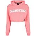 Rundhalspullover STARTER BLACK LABEL "Starter Black Label Damen Ladies Starter Cropped Hoody", Damen, Gr. L, bunt (pinkgrapefruit), 65% Baumwolle, 35% Polyester, unifarben, casual, oversize, ohne Ausschnitt, Langarm, Pullover