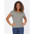 T-Shirt CASUAL LOOKS "Shirt", Damen, Gr. 38, bunt (marine, sonnengelb, geringelt), 100% Baumwolle, gemustert, gestreift, mehrfarbig, Rundhals, Shirts