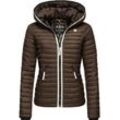 Steppjacke NAVAHOO "Kimuk Prc" Gr. L (40), braun (dunkelbraun), Damen, Oberstoff: 100% Nylon, Futter: 100% Polyester, Wattierung: 100% Polyester, Ärmelfutter: 100% Polyester, Jacken, leichte Übergangsjacke mit Kapuze