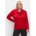 Strickpullover SHEEGO "Große Größen" Gr. 48, rot Damen Pullover mit weitem Wasserfall-Rollkragen