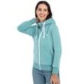 Kapuzensweatjacke DEPROC ACTIVE "FinjaCMYK II", Damen, Gr. 36 (S), blau (türkis), 50% Baumwolle, 50% Polyester, casual, tailliert, Langarm gerader Abschluss, Sweatjacken, weiche Fleecejacke mit Kängurutasche