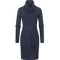 Sweatkleid RAGWEAR "Miyya", Damen, Gr. XXL (44), Normalgrößen, blau (navy), Strick, 100% Baumwolle, modisch, tailliert ca. Mitte Oberschenkel, hoch geschlossener Ausschnitt, Langarm Ärmel ohne Ärmelschlitz Rippstrickbündchen, Kleider Etuikleid, warmes Winterkleid mit breitem Rollkragen