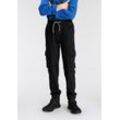 Cargohose KIDSWORLD "bequeme Schlupfform mit Stretch" Gr. 128, N-Gr, schwarz, Jungen, Web, Obermaterial: 98% Baumwolle, 2% Elasthan, Hosen, für Jungen