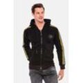 Sweatjacke CIPO & BAXX "Sweatjacke", Herren, Gr. L, schwarz, 70% Baumwolle;30% Polyester, unifarben, casual, regular fit normal, Langarm, Sweatjacken, mit Reißverschluss, CL363