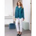 Jackenblazer CLASSIC BASICS "Blazer" Gr. 44, blau (topas), Damen, 76% Polyester, 20% Viskose, 4% Elasthan, Blazer