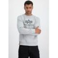 Sweatshirt ALPHA INDUSTRIES "Basic Sweater", Herren, Gr. M, grau (pastel grau), angeraute Sweatware, Obermaterial: 100% Baumwolle, bedruckt, modisch, normal normal, Rundhals, Langarm Rippbündchen, Sweatshirts