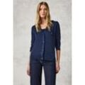 Cardigan CECIL Gr. L (42), blau (deep petrol melange) Damen Strickjacken mit dekorativer Knopfleiste