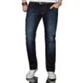 Regular-fit-Jeans ALESSANDRO SALVARINI "ASJulio", Herren, Gr. W31 L34, Länge 34, blau (as, 061, night blau), Denim/Jeans, Obermaterial: 100% Baumwolle, Destroyed-Effekte, leichte Abriebeffekte, casual, Jeans, mit geradem Bein