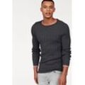 Rundhalspullover BRUNO BANANI Gr. XL (56/58), grau (anthrazit, meliert) Herren Pullover in Rippoptik Bestseller