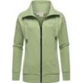 Sweatjacke RAGWEAR "Shocky" Gr. 4XL (48), grau (graugrün) Damen Sweatjacken sportliche Zip-Hoodie mit Kordeln