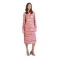 Druckkleid BETTY BARCLAY "Betty Barclay Casual-Kleid mit Stehkragen", Damen, Gr. 36, Normalgrößen, bunt (rosa, violett), Obermaterial: 100% Viskose., feminin, figurumspielend lang, Rundhals, Langarm, Kleider, Druck