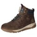 Winterboots MUSTANG SHOES, Herren, Gr. 44, braun (dunkelbraun), Lederimitat, unifarben, sportlich, Schuhe, Keilabsatz, Schnürboots, Stiefelette mit Kontrastbesatz