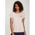 T-Shirt VIVANCE DREAMS Gr. 44/46, rosa (hellrosa), Damen, Obermaterial: 50% Baumwolle, 50% Viskose, bedruckt, unifarben, Shirts, mit kleinem Brust-Print