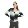 Strickjacke CARTOON "Cartoon Strick-Cardigan mit Knopfleiste", Damen, Gr. 40, schwarz (schwarz, weiß), Obermaterial: 62% Polyacryl, 26% Wolle, 12% Polyamid (recycelt)., casual, loose fit normal, V-Ausschnitt, Langarm, Strickjacken, Taschen