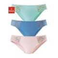 Jazz-Pants Slips PETITE FLEUR Gr. 32/34, bunt (blau, rosé, mint), Damen, Obermaterial: 93% Baumwolle, 7% Elasthan. Spitze: 95% Polyamid, 5% Elasthan, unifarben, Unterhosen, aus elastischer Baumwoll-Qualität