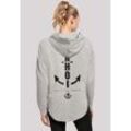 Kapuzenpullover F4NT4STIC "Ahoi Anker Knut & Jan Hamburg", Damen, Gr. L, grau, Obermaterial: 100% Baumwolle, casual, oversize, Langarm, Pullover, Print