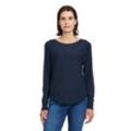 Strickpullover BETTY & CO "Betty Co Feinstrickpullover mit U-Boot-Ausschnitt" Gr. 36, blau (dunkelblau) Damen Pullover Schlitz