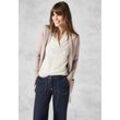 Cardigan CECIL Gr. L (42), beige (milky caramel melange) Damen Strickjacken aus softem Materialmix