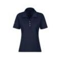 Poloshirt TRIGEMA "TRIGEMA Poloshirt aus Baumwolle mit Kristallsteinen", Damen, Gr. L, blau (navy), 100% Baumwolle, Basic, Kurzarm, Shirts