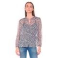 Klassische Bluse LE TEMPS DES CERISES "MACLEAR" Gr. L, blau Damen Blusen mit schönem Allover-Muster